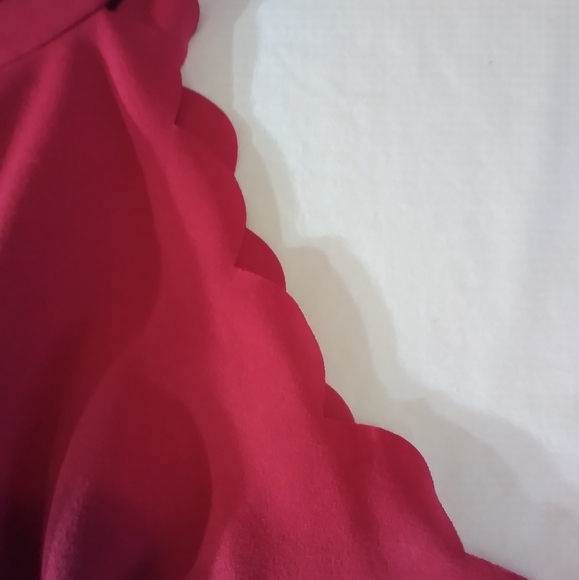 BCX Elegant Red Scalloped Edge Sleeveless Dress Size 15 Vacation Resortwear - Picture 7 of 9